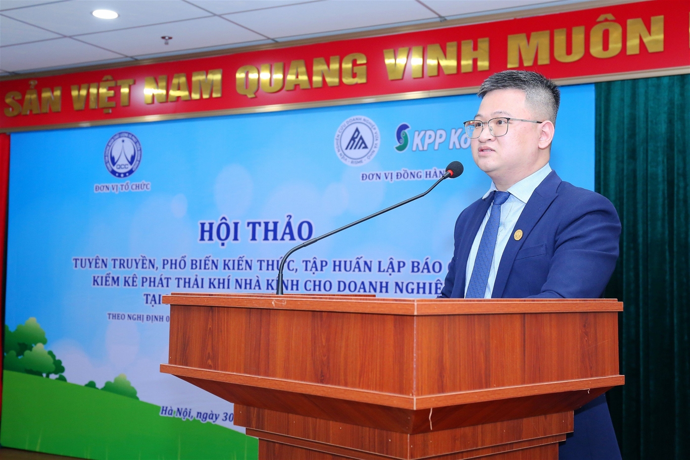 Giám đốc Trung tâm Chứng nhận Chất lượng và Phát triển doanh nghiệp Tạ Quang Kiên phát biểu   