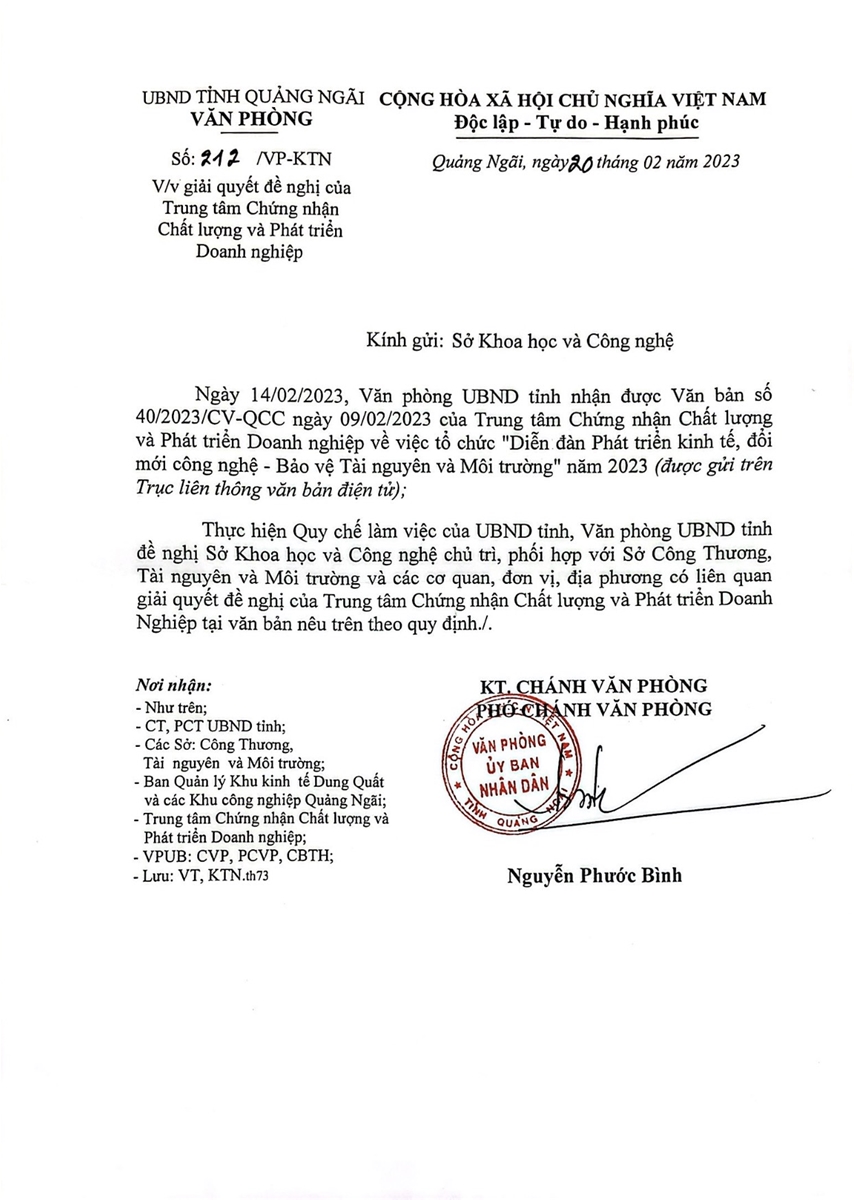 Trung tâm Chứng nhận Chất lượng và Phát triển Doanh nghiệp (QCC) làm việc với tỉnh Quảng Ngãi