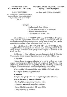 (TTQCC.VN) - Công văn số 610/VPUBND-KTN ngày 14/02/2023 của UBND Tỉnh An Giang