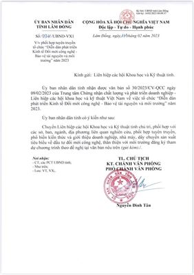 Công văn số 994/UBND-VX1 ngày 14/02/2023 của UBND Tỉnh Lâm Đồng